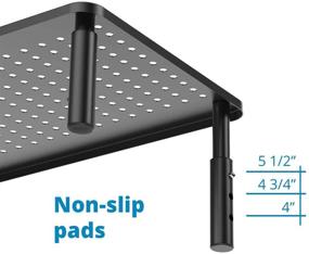 img 1 attached to 🖥️ Premium Sturdy Black Metal Laptop & PC Monitor Stand - Height Adjustable Fashionable Riser with Non-Skid Rubber Pad - Perfect for iMac, Computer Monitor, or Shelf