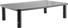 img 4 attached to 🖥️ Premium Sturdy Black Metal Laptop & PC Monitor Stand - Height Adjustable Fashionable Riser with Non-Skid Rubber Pad - Perfect for iMac, Computer Monitor, or Shelf