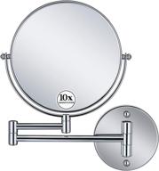 💄 gloriastar 10x magnification wall mounted makeup mirror - double sided magnifying makeup mirror for bathroom, 8 inch extension with polished chrome finish logo