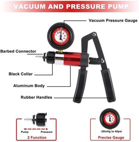 img 2 attached to 🚗 KUNTEC 23pcs Automotive Hand Held Vacuum Pump Tester Set - Vacuum Gauge and Brake Bleeder Kit