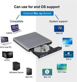 img 3 attached to 📀 JOTEC External USB 3.0 6X Blu-ray Player Blu-ray Combo Drive DVD cd Burner Drive - Compatible with New iMac MacBook Pro OS and Windows 7 8 10 PC (Grey) - High-Speed Data Transfer & Multi-platform Support