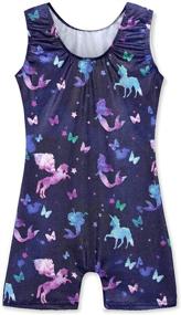 img 3 attached to 🦄 Girls Gymnastics Leotards: Unicorn Mermaid Rainbow Cupcake Dinosaur Sparkle Biketard (Ages 2-10)