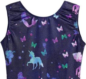 img 1 attached to 🦄 Girls Gymnastics Leotards: Unicorn Mermaid Rainbow Cupcake Dinosaur Sparkle Biketard (Ages 2-10)