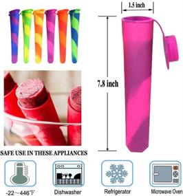 img 1 attached to 🍦 Silicone Ice Pop Molds: Attached Lid, Multi-Colored Popsicle Molds - Set of 6pcs | Durable, Reusable with Free Cleaning Brush!