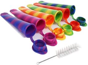 img 4 attached to 🍦 Silicone Ice Pop Molds: Attached Lid, Multi-Colored Popsicle Molds - Set of 6pcs | Durable, Reusable with Free Cleaning Brush!