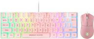 💥 premium rgb gaming keyboard and mouse combo - 61 keys wired mech-feel keyboard, 60% pink design, programmable 7200 dpi gaming mouse - perfect for windows pc, mac, office, gaming, xbox, ps4 logo