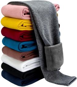img 4 attached to Детские флисовые зимние леггинсы BOOPH: тёплая и комфортная одежда для девочек