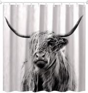 🐮 stylish and unique shower curtain featuring portrait of a highland cow, 72 x 72inch logo