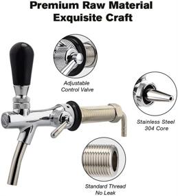 img 1 attached to FERRODAY Long Shank Adjustable Faucet: Brass Body, Stainless Steel Core, No-Rust Plated Draft Beer Faucet for Kegerator, Adjustable Beer Tap for Homebrew with 5/16 Barbed Fitting