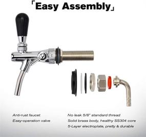 img 2 attached to FERRODAY Long Shank Adjustable Faucet: Brass Body, Stainless Steel Core, No-Rust Plated Draft Beer Faucet for Kegerator, Adjustable Beer Tap for Homebrew with 5/16 Barbed Fitting