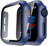 чехол tauri 2 pack для apple watch se series 6/5/4 40mm - синий - полная защита, включая закаленное стекло 9h и защитный экран с сенсорным управлением - тонкий дизайн бампера - совместим с iwatch 40mm логотип