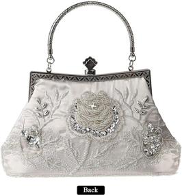 img 3 attached to 🌸 MMYOMI Women Vintage Floral Beaded Rhinestone Embroidery Clutch: Stunning Evening Handbag