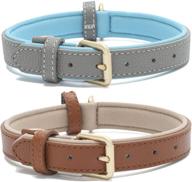 🐶 linkfun 2 pack leather dog collar: classic soft padded breathable waterproof collars for small medium large dogs logo