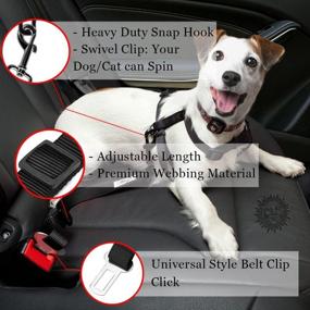 img 2 attached to SunGrow Car Seat Belts for Dogs and Cats: Adjustable Nylon Belts, 19 to 31 inches, All Cars, 2 Pack