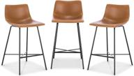 🪑 poly and bark paxton 24” counter stool, set of 3 tan: stylish and versatile seating for your space logo