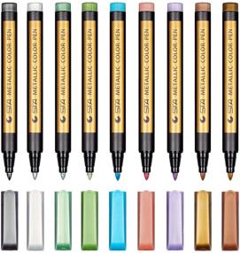 img 3 attached to 🎨 Set of 9 Medium Point Metallic Marker Pens by Dyvicl - Ideal for Rock Painting, Black Paper, Card Making, Scrapbooking Crafts, and DIY Photo Album Projects