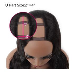 img 1 attached to 💁 Premium U Part Wig Human Hair Body Wave for Black Women - 150% Density, 18 Inch