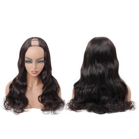 img 3 attached to 💁 Premium U Part Wig Human Hair Body Wave for Black Women - 150% Density, 18 Inch