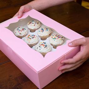 img 3 attached to 🧁 Cupcake Boxes - 12 Piece Holder - Set of 10 Cupcake Box Containers for Cupcakes, Muffins, and Pastries (Pink)