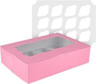 🧁 cupcake boxes - 12 piece holder - set of 10 cupcake box containers for cupcakes, muffins, and pastries (pink) logo