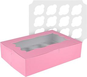 img 4 attached to 🧁 Cupcake Boxes - 12 Piece Holder - Set of 10 Cupcake Box Containers for Cupcakes, Muffins, and Pastries (Pink)