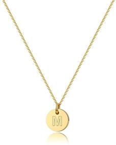 img 4 attached to 🎀 Turandoss 14K Gold Filled Disc Letter Pendant Initial Necklace for Women - Delicate and Tiny Initial Necklace for Girls, Teens, and Baby - Best Gifts for Women, Teens, and Baby