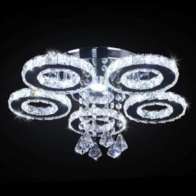 img 2 attached to 💡 TongLan Crystal LED Ceiling Light - Flush Mount 5 Rings Stainless Steel Pendant Lamp - Modern Chandelier Lighting Fixture for Foyer, Living Room, Dining Room, Bedroom - Cool White