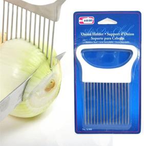 img 4 attached to Efficient Stainless Steel Onion Holder Slicing Guide: Prongs for Easy Slice Aid Cutting