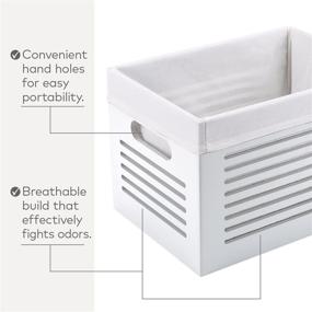 img 1 attached to 📦 Medium White Wooden Storage Bin Container Crate - Decorative Storage Boxes & Wood Crates for Closet, Cabinet, and Shelf Organization - Linen Fabric Lined & Machine Washable