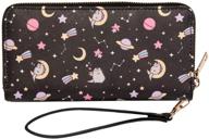 🦄 pusheen the cat pusheenicorn constellation stars zippered wristlet wallet: the perfect grey one-size accessory logo