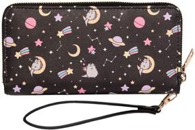 img 2 attached to 🦄 Pusheen The Cat Pusheenicorn Constellation Stars Zippered Wristlet Wallet: The Perfect Grey One-Size Accessory