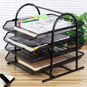 img 3 attached to 🗄️ Efficient MDHAND Desk Organizer: 4 Sliding Trays for Documents, Mail, Paper, Letters & Files