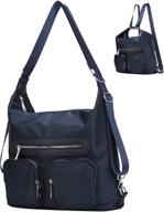 🎒 kkxiu women's convertible backpack tote - synthetic leather shoulder purse handbag, hobo style logo
