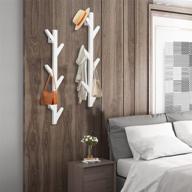 housemila wall mounted coat rack: bamboo 6 hooks for heavy duty storage (white - 30.7 x 8.7 inches) logo