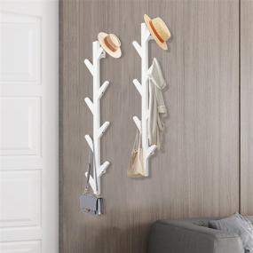 img 2 attached to HouseMila Wall Mounted Coat Rack: Bamboo 6 Hooks for Heavy Duty Storage (White - 30.7 x 8.7 Inches)