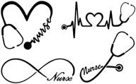 👩 nurse decal 4-pack: nurse heart, heartbeat, nurse infinity, & nurse stethoscope (black) logo