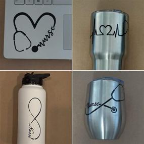 img 2 attached to 👩 Nurse Decal 4-Pack: Nurse Heart, Heartbeat, Nurse Infinity, & Nurse Stethoscope (Black)