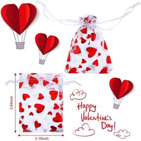 img 3 attached to 💖 Heart Candy Bags Organza Jewelry Pouches - 80 Pieces, 3.1 x 4 Inch, Perfect for Valentine's Day, Weddings, and Parties