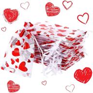 💖 heart candy bags organza jewelry pouches - 80 pieces, 3.1 x 4 inch, perfect for valentine's day, weddings, and parties logo