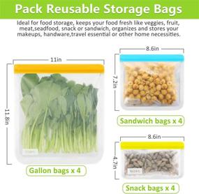 img 3 attached to 👜 SODPE 12 Pack Reusable Food Storage Bags - Eco-friendly Leakproof Lunch Bag for Food Storage - Easy Seal Zip Bags for Snacks, Sandwiches, and Lunches