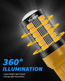 img 2 attached to 🔆 Yorkim 7440 LED Bulb - Bright Amber Lights for Reverse/Backup/Brake Light - T20 LED Bulbs - Improved Luminosity - 5730 33 SMD Pack of 2