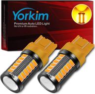 🔆 yorkim 7440 led bulb - bright amber lights for reverse/backup/brake light - t20 led bulbs - improved luminosity - 5730 33 smd pack of 2 logo