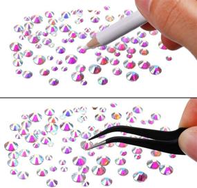 img 2 attached to 💎 3510 Flat Back Gems: Round Crystal Rhinestones in 6 Sizes (1.5-6 mm) + Pick Up Tweezer and Rhinestones Picking Pen Set for Crafts, Nail Art, Face, Clothes, Shoes, Bags DIY - Clear and Clear AB