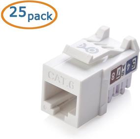 img 3 attached to 🔌 Кабельные вопросы UL Listed 25-Pack Узкий профиль 90 градусов Cat 6, Cat6 RJ45 Кийстоун Джек - белый