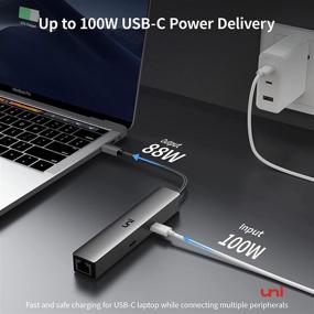 img 1 attached to uni 6-in-1 USB C Hub: 100W PD Charging, 4K HDMI, Ethernet, USB-C Data, 2 USB 3.0 for MacBook Pro, Air, iPad Pro, XPS