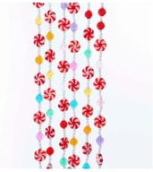 🍭 kurt adler multi-color candy with red and white peppermint rounds garland: festive holiday decor for a sweet touch logo
