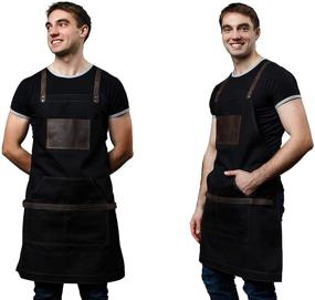 img 1 attached to 👨 Premium Non-Waxed Canvas Work Apron: Enhanced with Cross Straps, Adjustable for Maximum Comfort