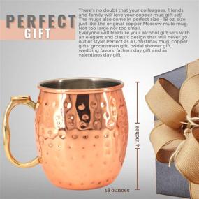 img 3 attached to 🍸 Premium Kitchen Science Moscow Mule Mugs Set of 6 – Stainless Steel Lined Copper Cups (18oz) with Straws, Jigger, Spoon & Brush – New Thumb Rest & Tarnish-Resistant Interior