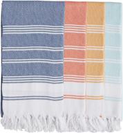 🏖️ ultra-soft set of 4 diamond weave turkish cotton hammam peshtemal towels – xl prewashed beach & bath blanket in coral, teal, lemon, and pistachio logo
