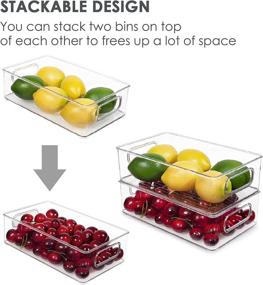 img 2 attached to 🍎 Vtopmart Stackable Clear Plastic Food Organizer Bins with Handles - 4 Pack, BPA Free, Ideal for Refrigerator, Fridge, Freezer, Cabinet, Kitchen, Pantry Organization – 10" Long